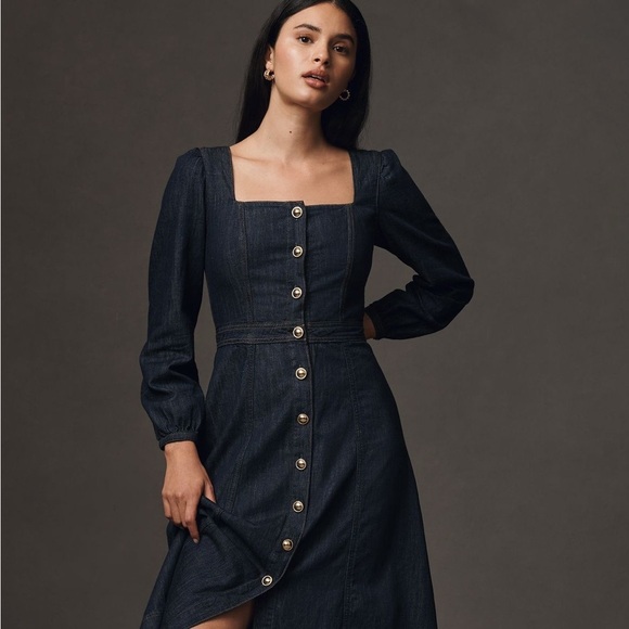 NWT REFORMATION Celeste Denim Maxi Dress 🍸🚕 - Picture 1 of 6